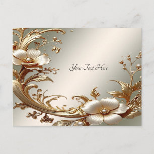 Tarjeta Postal Floral Dorada