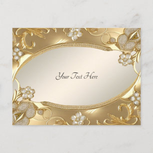 Tarjeta Postal Floral Dorada Ornata