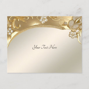 Tarjeta Postal Floral Dorada Ornata