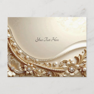 Tarjeta postal floral ornamentada elegante de oro