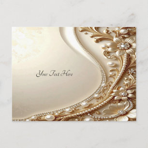 Tarjeta postal floral ornamentada elegante de oro