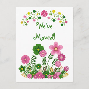 Tarjeta postal floral pastel caprichosa "Nos hemos