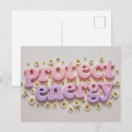 Tarjeta Postal Floral Pastel Protege Tu Energía