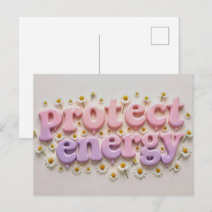 Tarjeta Postal Floral Pastel Protege Tu Energía