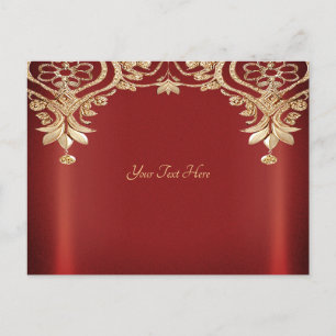 Tarjeta Postal Floral Roja Dorada Moderna