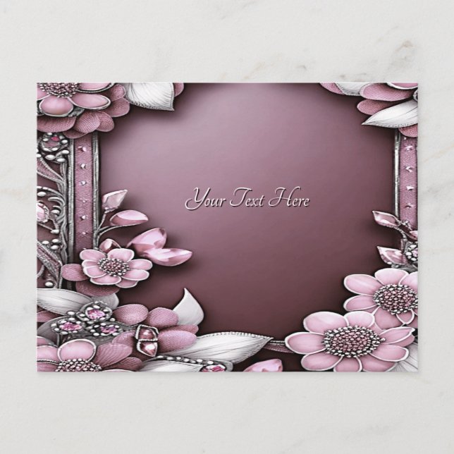 Tarjeta postal floral rosa (Anverso)