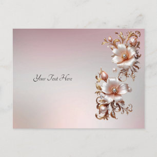 Tarjeta postal floral rosa decorativa