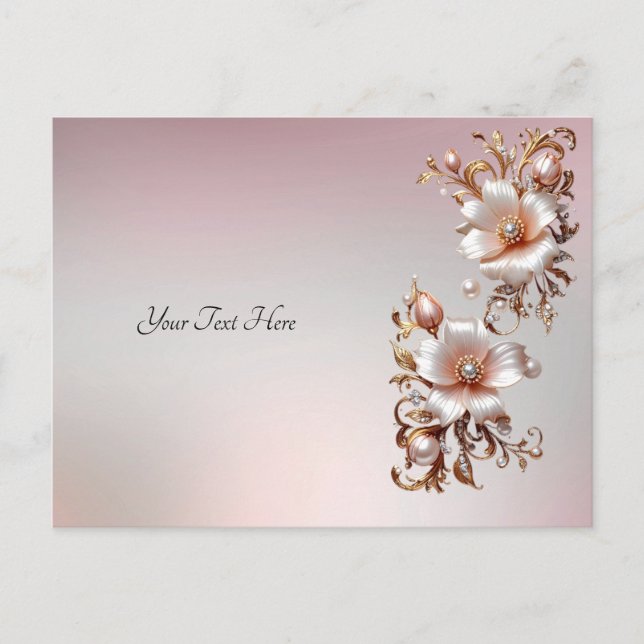Tarjeta postal floral rosa decorativa (Anverso)