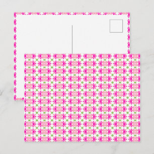 Tarjeta postal floral rosa y verde