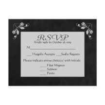 Tarjeta postal Floral RSVP Gris y Black Chalkboard