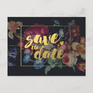 Tarjeta Postal Floral Vintage Oscuro   Salva la Fe