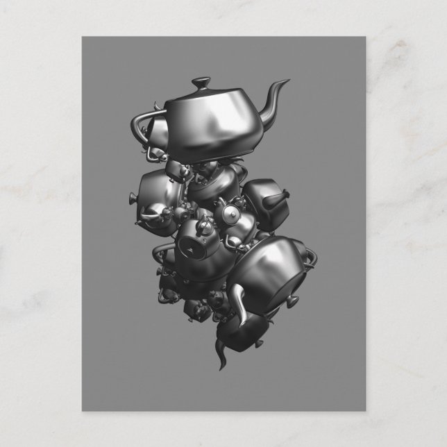 Tarjeta postal fractal de teteras tambaleantes (Anverso)