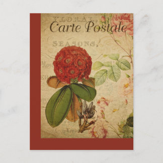 Tarjeta postal francesa botánica vintage Rhododend