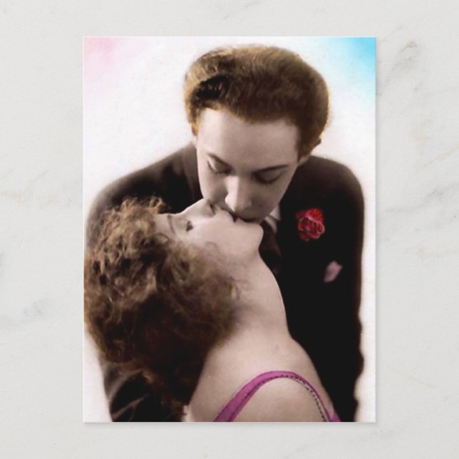 Tarjeta postal francesa de la pareja de besados (Anverso)