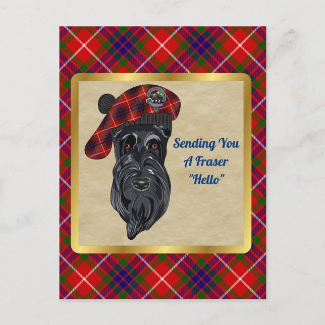 Tarjeta postal Fraser Clan y Tartan (Anverso)
