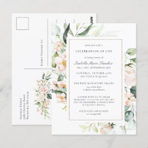 Tarjeta postal funeral de celebración de vida flor