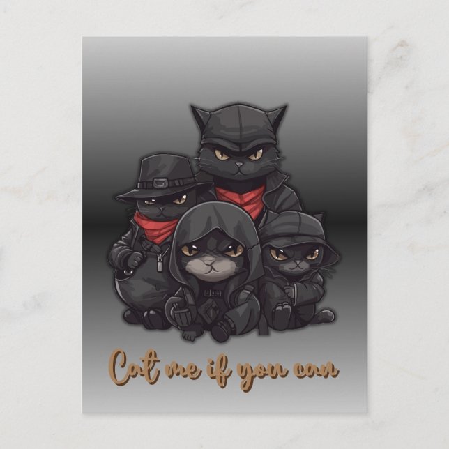 Tarjeta postal Gangster Cat | Cat Me Si Puede (Anverso)