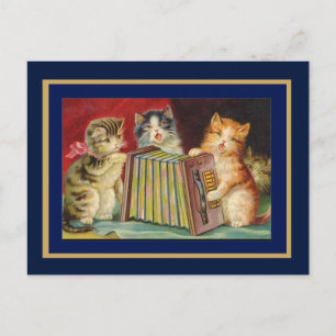 Tarjeta Postal Gatos Cantores Antiguos