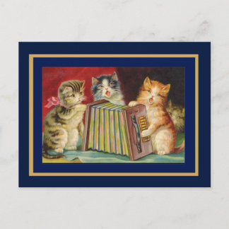 Tarjeta Postal Gatos Cantores Antiguos