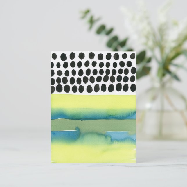 Tarjeta Postal Geométrica de Acuarela Abstracta co (Anverso de pie)