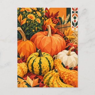 Tarjeta postal geométrica de la cosecha de calabaz
