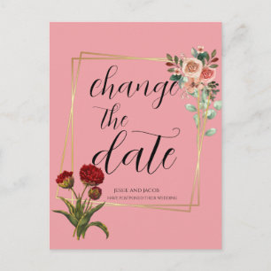 Tarjeta postal geométrica floral rosa cambio de fe