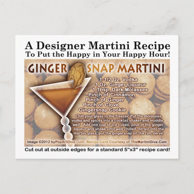 Tarjeta postal Gingersnap Martini (Anverso)