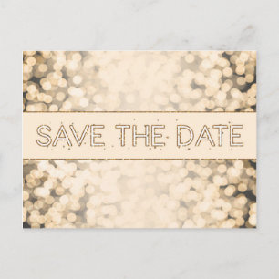 Tarjeta Postal Glam SAVE THE DATE Luces Brillantes