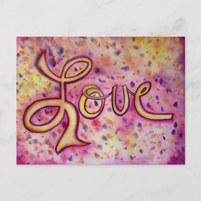 Tarjeta postal glamorosa de color rosa (Anverso)