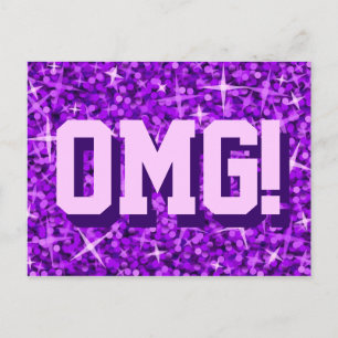 Tarjeta postal Glitz Purple 'OMG!'