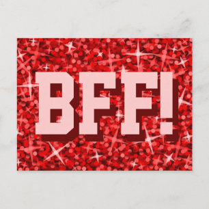 Tarjeta postal Glitz Red 'BFF!'