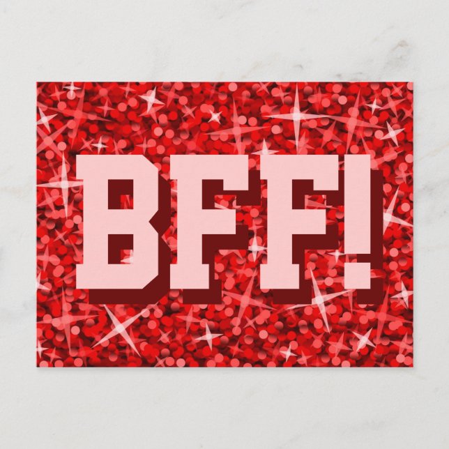 Tarjeta postal Glitz Red 'BFF!' (Anverso)
