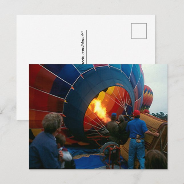 Tarjeta postal - Globo aerostático llenándose de a (Anverso / Reverso)