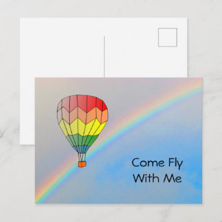 Tarjeta postal - Globo aerostático y arcoíris