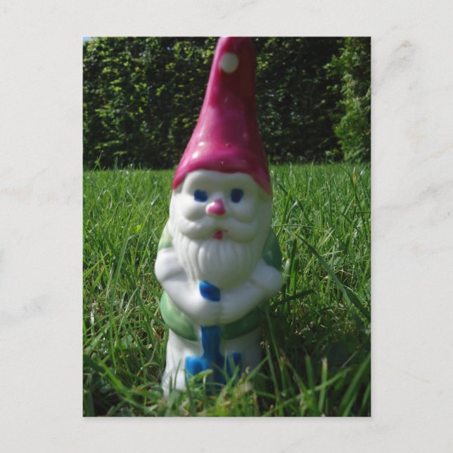 Tarjeta postal "Gnomo de jardín" (Anverso)