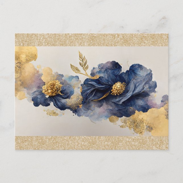 Tarjeta postal Golden Elegant para Flores (Anverso)