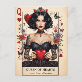 Tarjeta postal gótica de tarot de Reina de Corazon