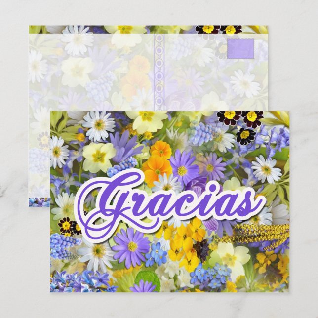 Tarjeta Postal - Gracias - Floral (Anverso / Reverso)