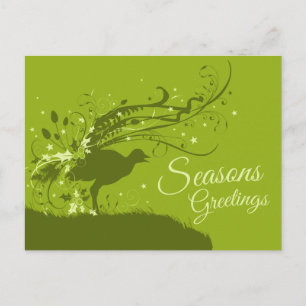 Tarjeta postal gráfica de Navidad con ave lira y c