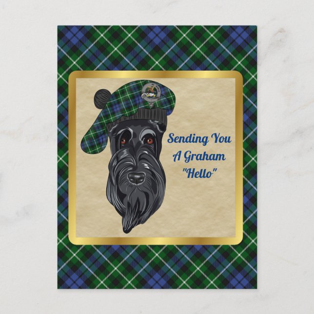 Tarjeta postal Graham Clan Badge & Tartan (Anverso)