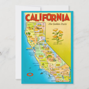 Tarjeta postal grande ilustrada de California 5x7