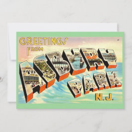 Tarjeta postal grande retro Asbury Park NJ 5x7