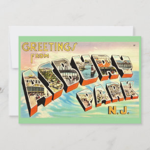 Tarjeta postal grande retro Asbury Park NJ 5x7