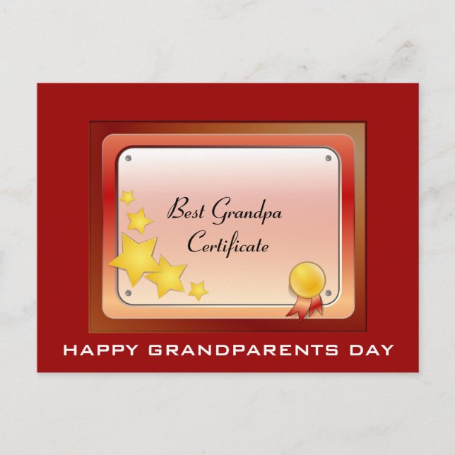 Tarjeta postal Grandpa_Certificate (Personalizar) (Anverso)