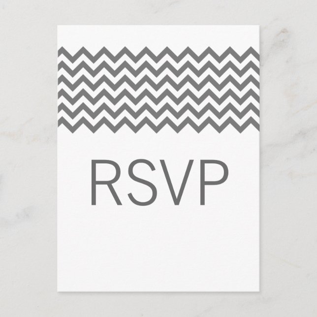 Tarjeta postal Gray Simple Chevron RSVP (Anverso)