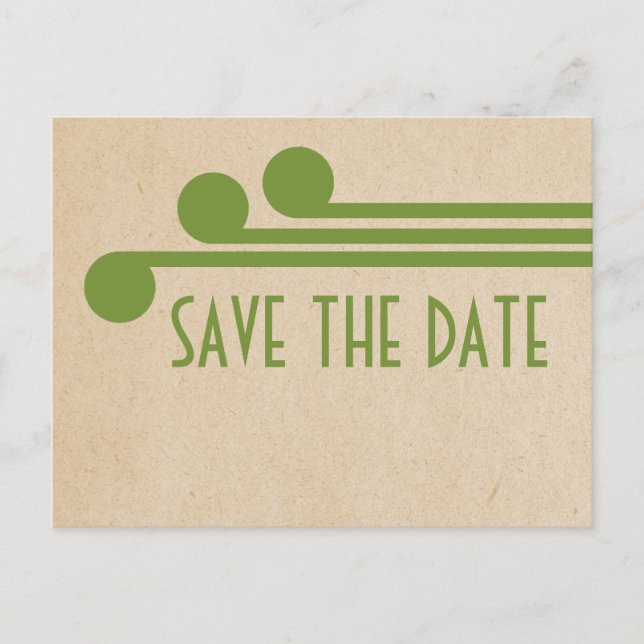 Tarjeta Postal Green Deco Chic Save the Date (Anverso)