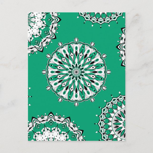 Tarjeta postal Green Mandalas 2 (Anverso)