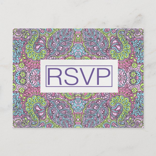 Tarjeta postal Groovy Daisy RSVP de 4,25" x 5,6" (Anverso)