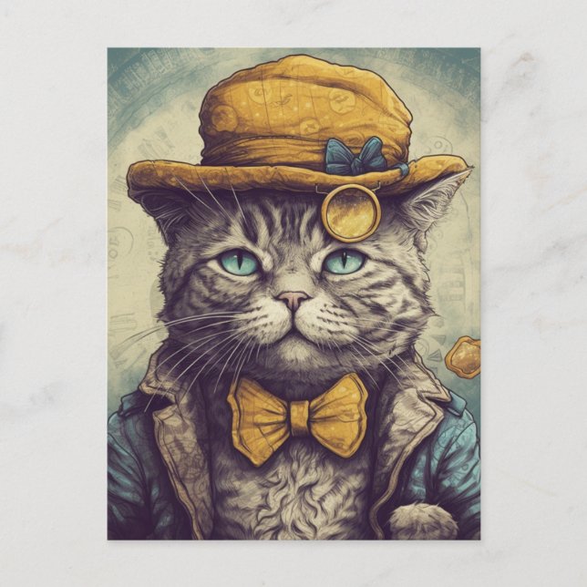 Tarjeta postal Guay Gray Cat (Anverso)