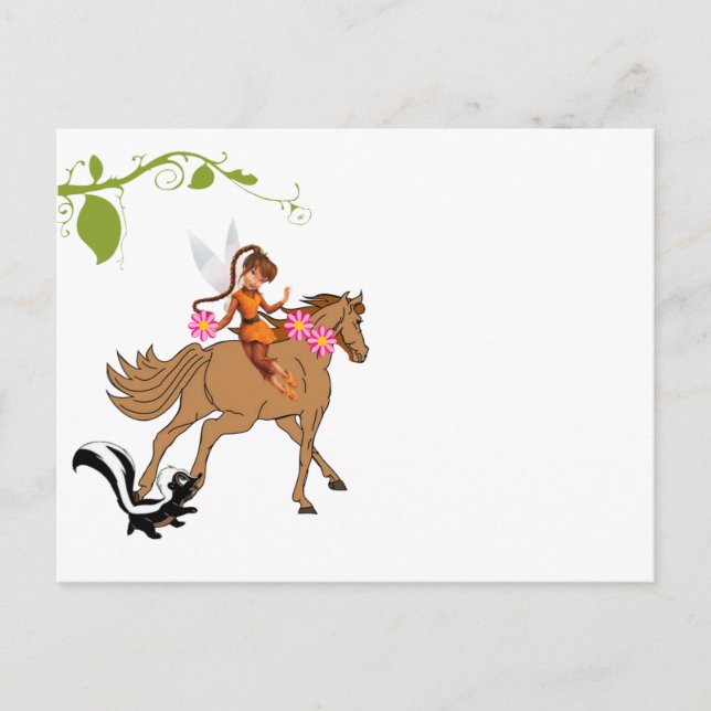 Tarjeta postal Hada Caballo Mofeta Floral (Anverso)